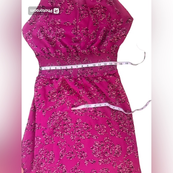 NWT Merien Hall sz 14 Pink Pattern Smocked Waist Sleeveless Halter Dress NEW - Picture 17 of 17